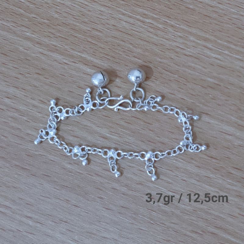 Gelang Anak Perak Murni Asli Model Biji-Biji India (GA3GR)