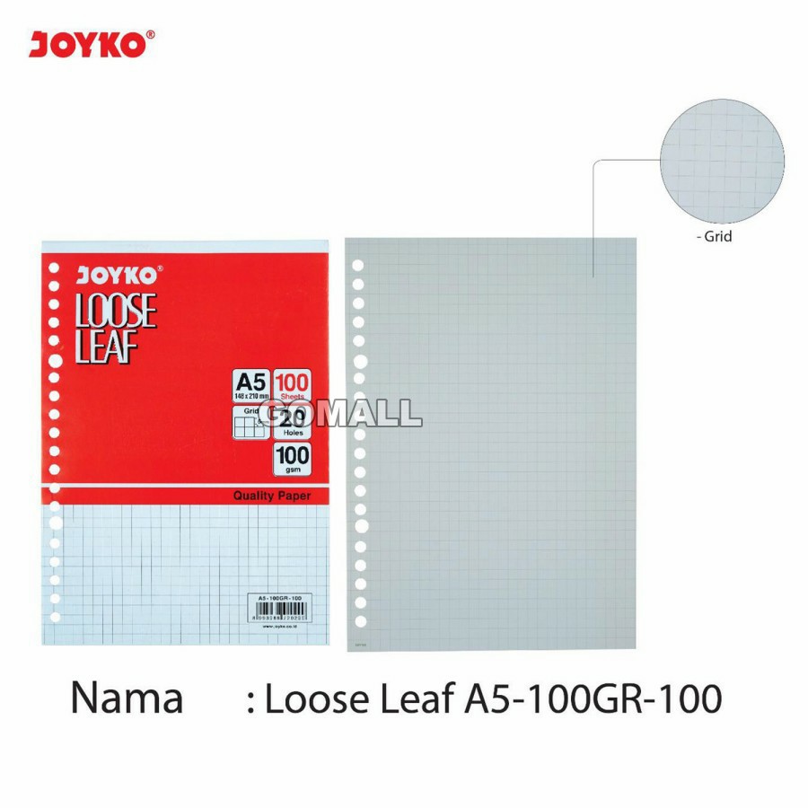 Jual Loose Leaf Isi Kertas File Binder Joyko A5 100gr Grid 100 Lembar