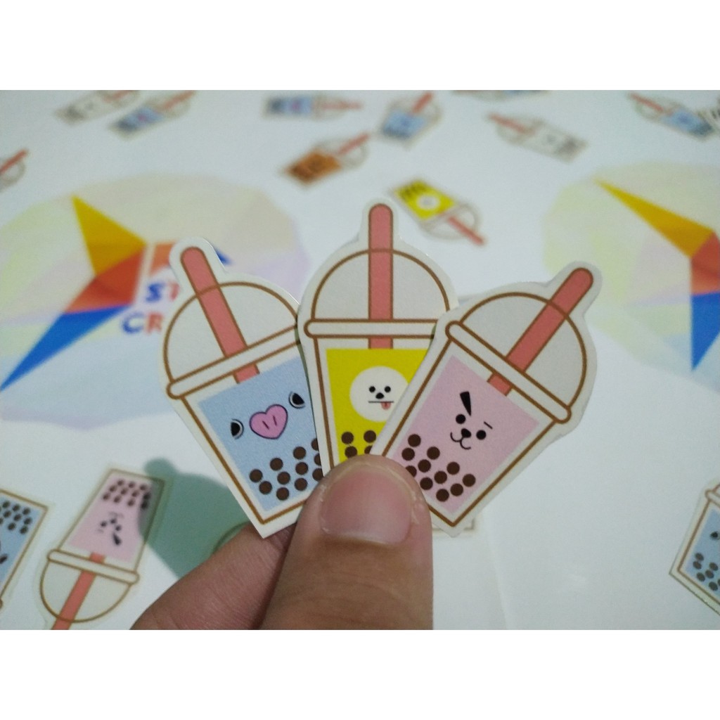 

Sticker BT 21 Minuman Boba Lucu Imut Bahan Glosy Photo Paper