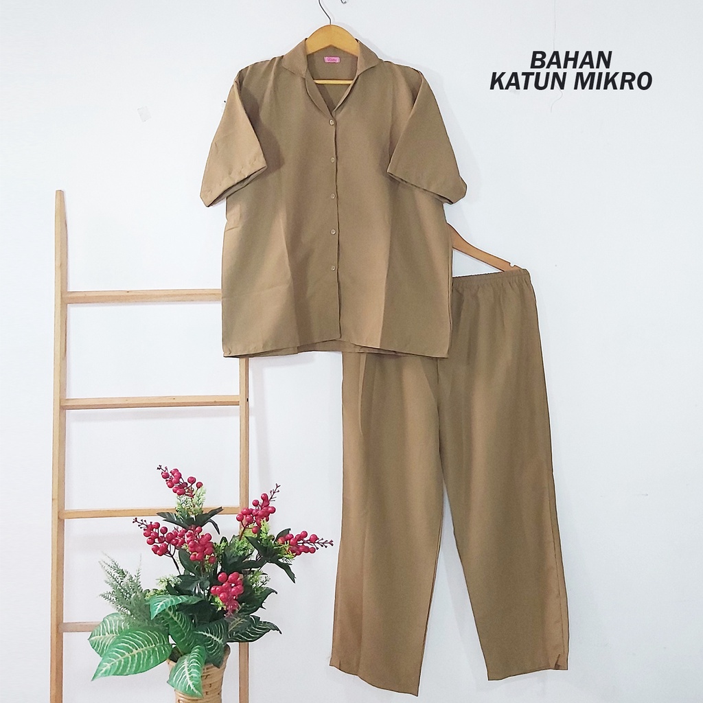 XXL 5L Setelan Jumbo Rayon Polos Premium Basic Pajamas Bigsize LD 120 140 Piyama Ukuran Besar Oneset Daily Sleep Wear Setcel Jumbo LD 110 120 Bigsize-Pajamas Hawai Purple