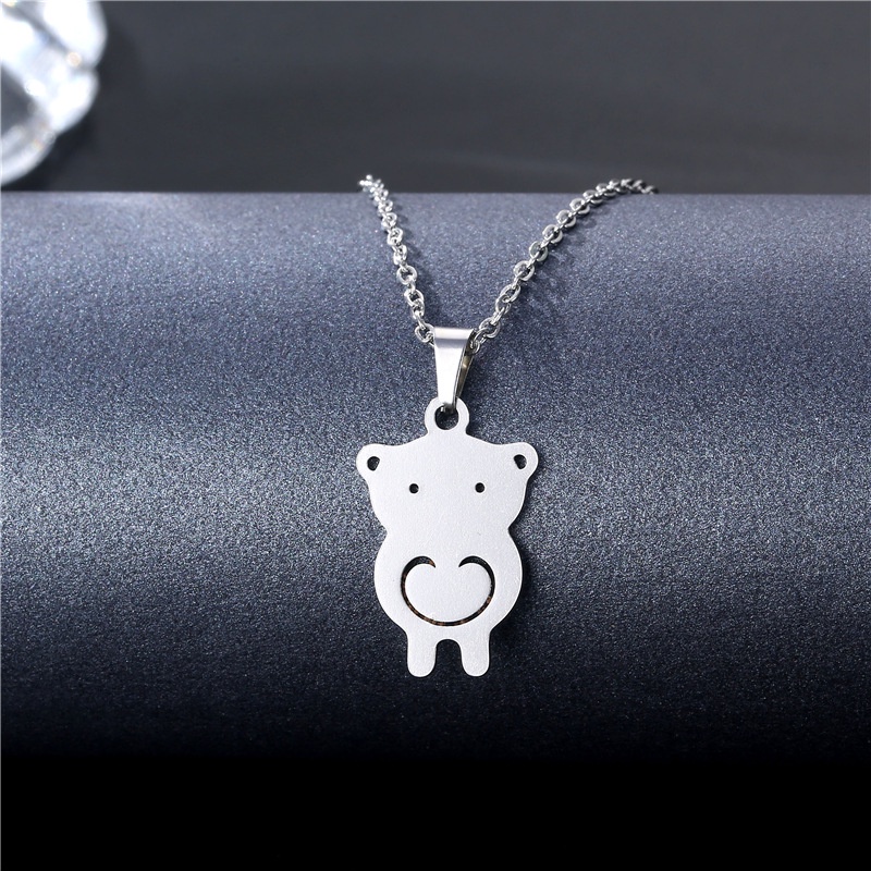 304L stainless steel piggy kalung Eropa dan Amerika populer hollow titanium steel lucu gadis lucu ba