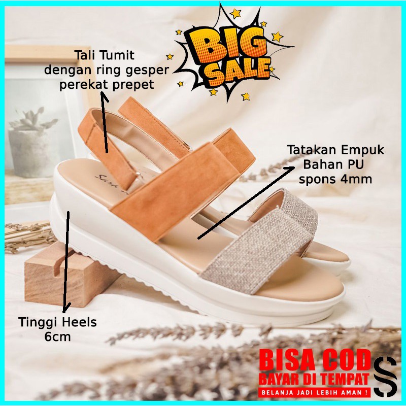 SaraSara Bellina Sandal Wedges Tali Belakang Terbaru Sepatu Sendal Cewek Wedges Casual