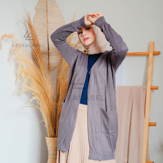 Cardigan Panjang Rajut Oversize Wanita Belle Tebal Long Cardi Premium Not GFS