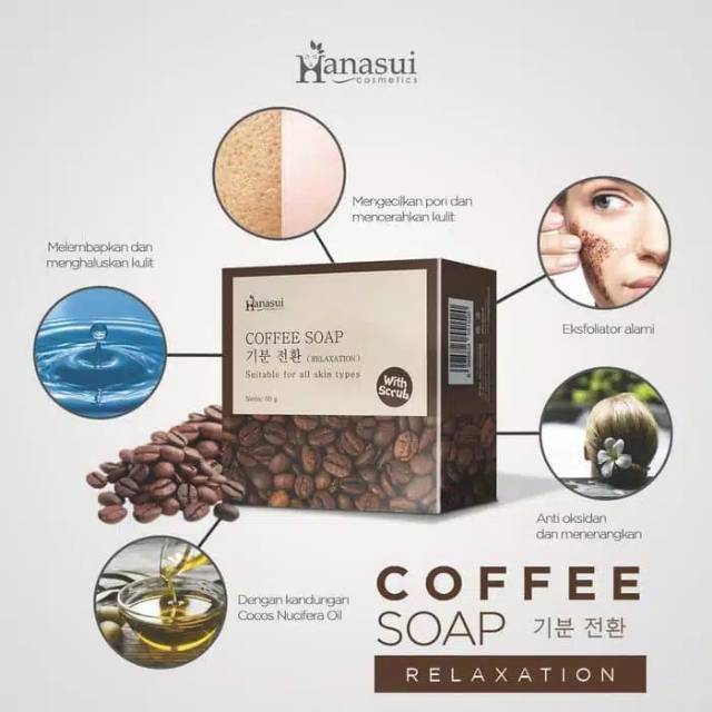 [ Besar 60gr ] Coffee Soap Hanasui 60gr / Sabun Kopi Hanasui