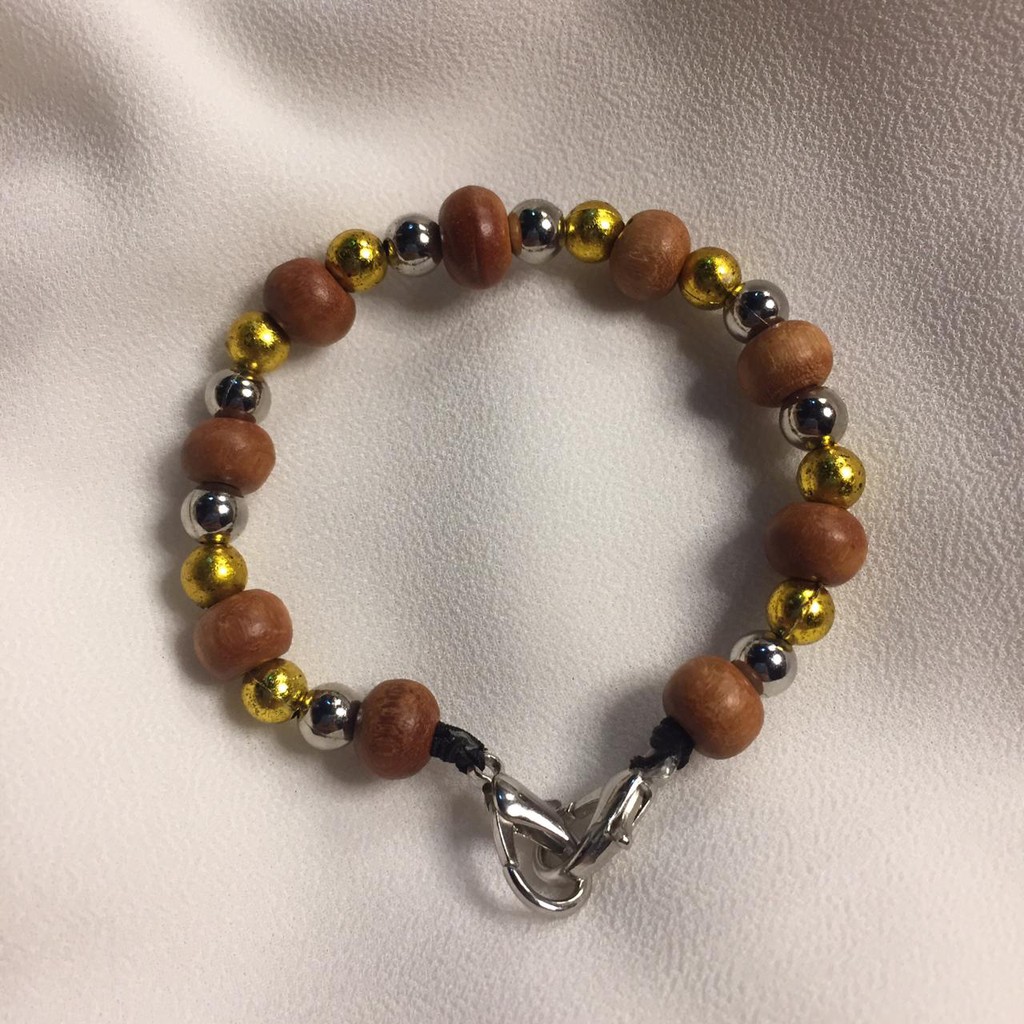 tali extender masker/konektor masker/gelang tangan KAYU SERIES MUTIARA GOLD SILVER