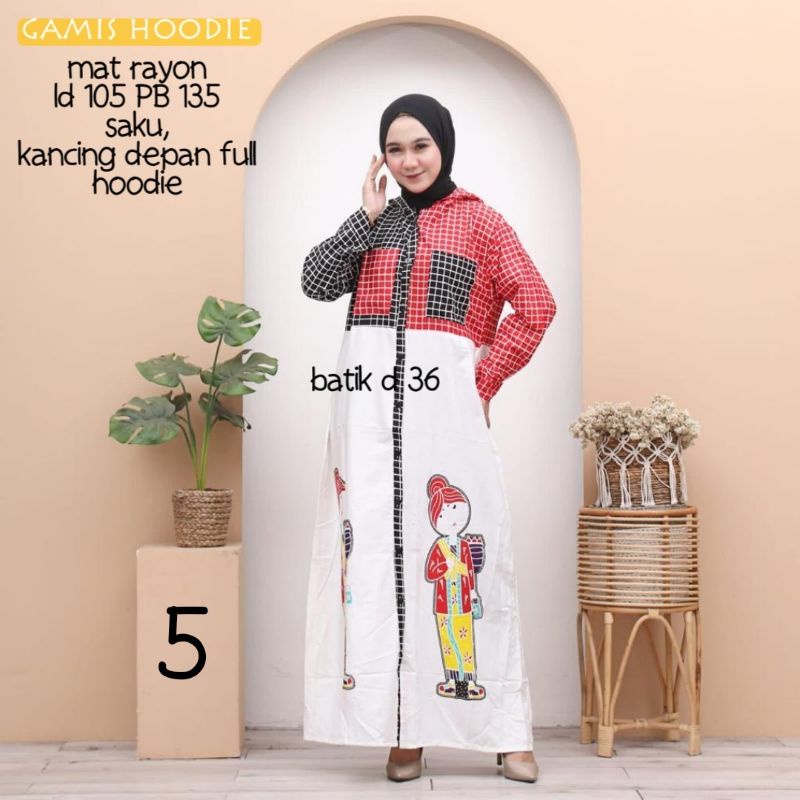 Gamis wanita hoodie kekinian murah rayon halus adem busui friendly ibu menyusui motif karakter tejo remaja motif polos muslim  baju tidur batik santai harian keren fashion modis Fesyen hq klewer bandung batik bumil kekinian modern terkini terbaru