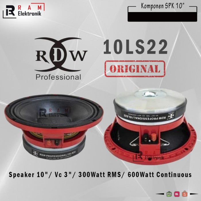 Komponen Componen Speaker RDW 10 Inch 10LS22 10 LS 22 Original