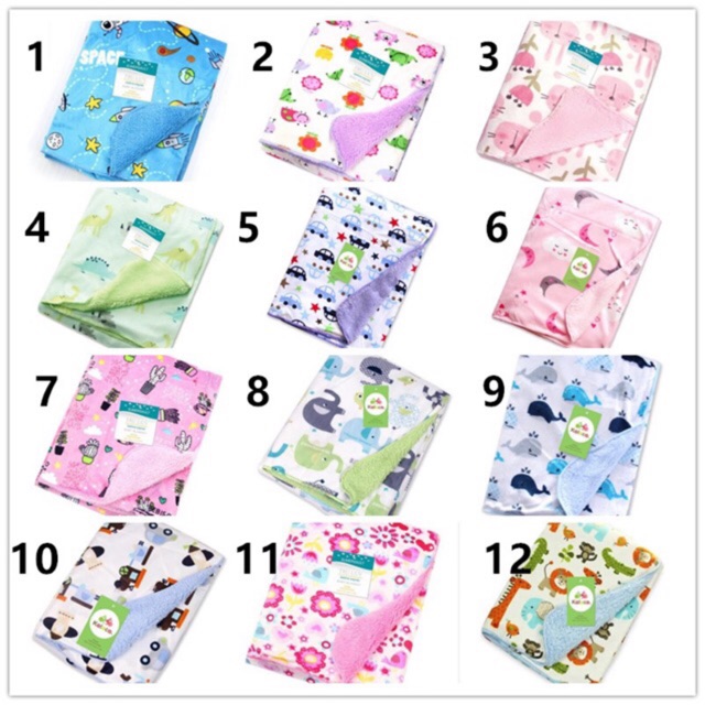 cod selimut bayi double layer polyester baby blanket selimut bulu lembut halus motif lucu fleece blanket