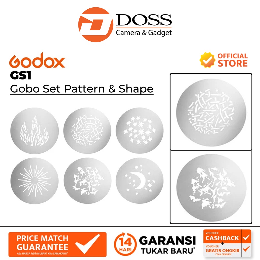 Godox Gobo Set Pattern & Shape GS1 for VSA Spotlight Attachment