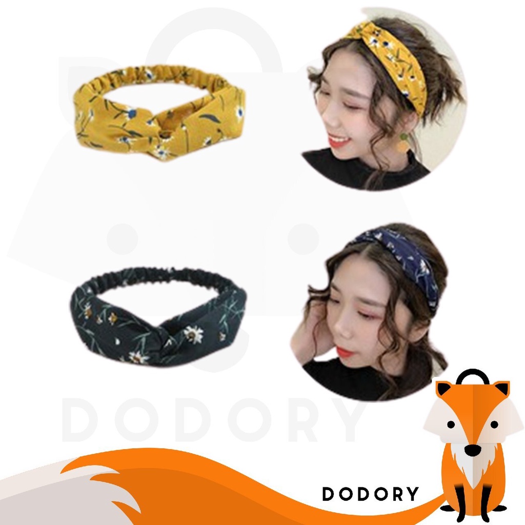 DODORY Bando Motif Wanita  Headband Bandana Simpul Cewek Fashion