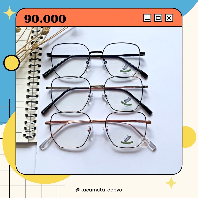 Frame Kacamata Kotak/Bingkai Kacamat Kotak/Kacamata Besi Kotak/Kacamata Korea Kekinian