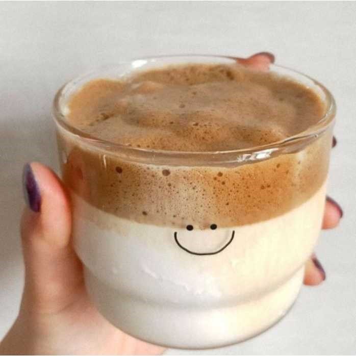 Gelas Kaca Unik Bening Gagang / Gelas Kopi / Mug Kopi Transparan / Gelas Susu / Cangkir Teh / Jus GOOD MORNING 350 ml / Gelas Kaca-6