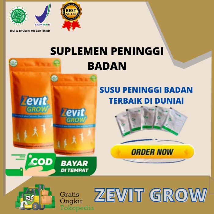 

ZEVIT GROW UP SUSU PENINGGI BADAN - PENAMBAH TINGGI BADAN 10 SACHET