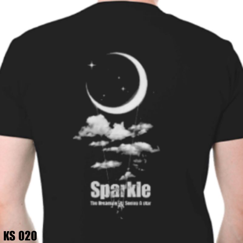 Kaos Distro Original Cotton Combad 30s Motif bulan - sparkle