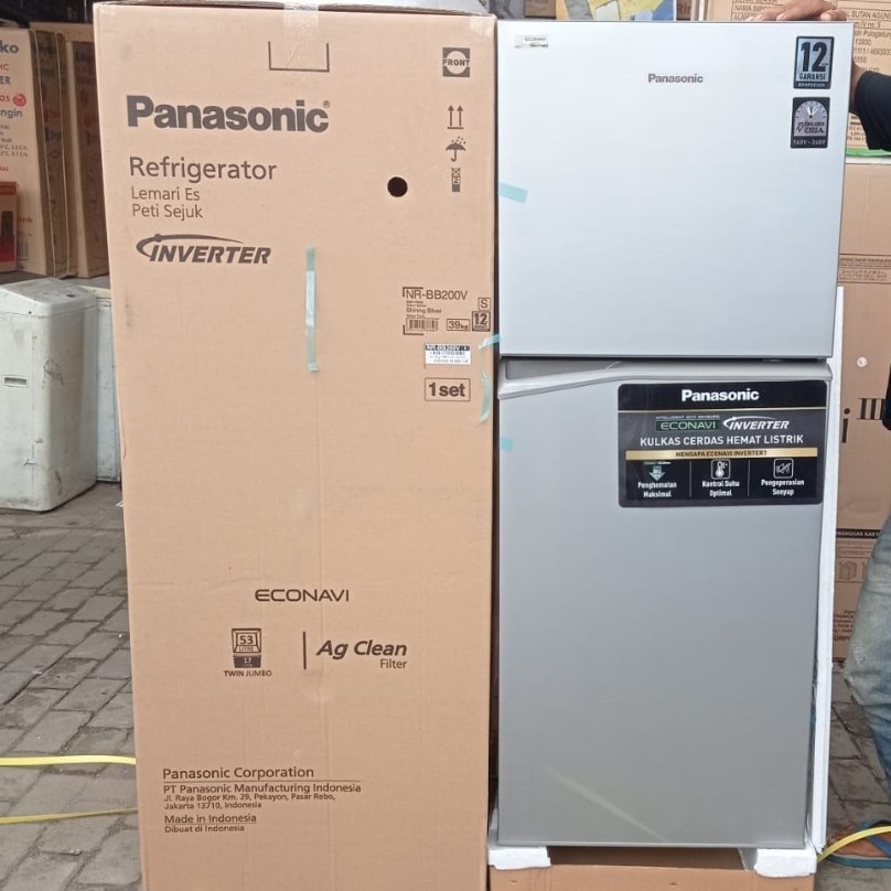 Kulkas 2 Pintu PANASONIC NR-BB200V-S 200 Liter No Frost INVERTER