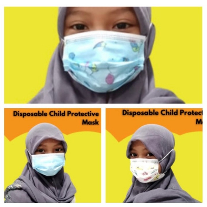 Masker hijab hitam 3ply masker muslimah kesehatan isi 50pcs+box