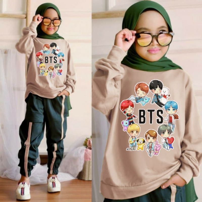 Setelan Anak Perempuan BTS/ Setelan Anak Perempuan Keren Free Size 4-11 Th