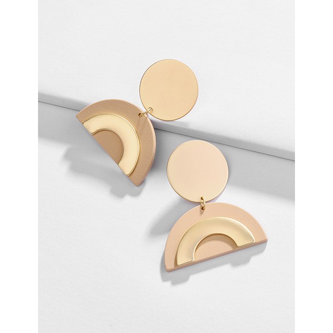 LRC Anting Tusuk Fashion Painted Semi-circular Earrings F4820X