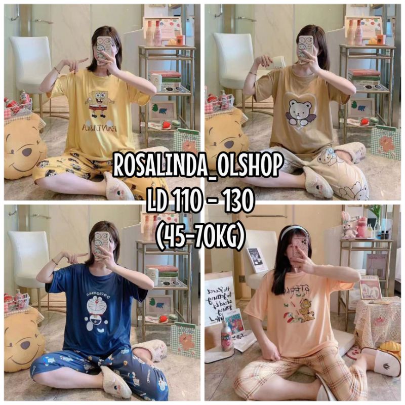 Baju tidur 7/8 import / Piyama wanita import terbaru / Stelan wanita import murah hp C16-B1