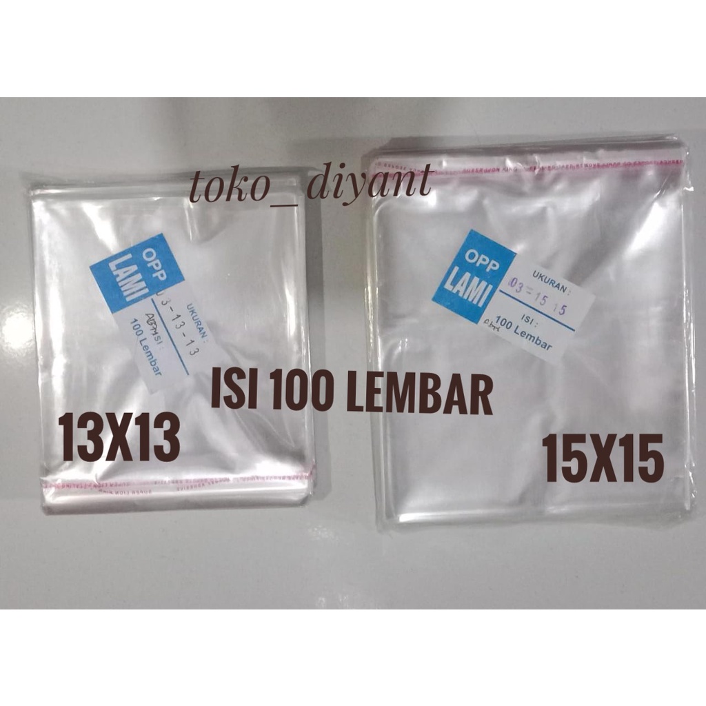 Plastik OPP seal 11x11 13x13 14X14 15x15 16X16 OPP lem seal perekat rekatan - plastik kue aksesorise tebal 03 isi 100 lembar