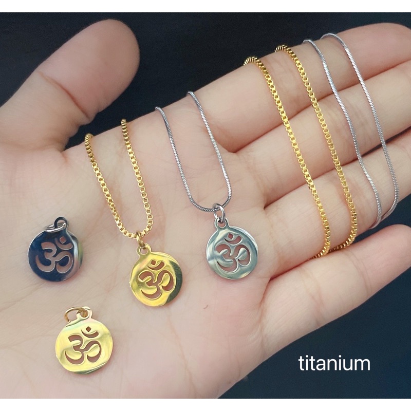 ready kalung omkara liontin titanium silver and gold terawet