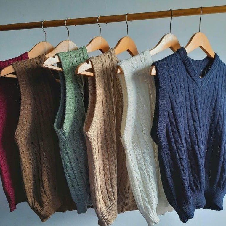 Rompi Rajut Korea M L Pria Wanita/Luaran Kemeja KnX ||Big Sale