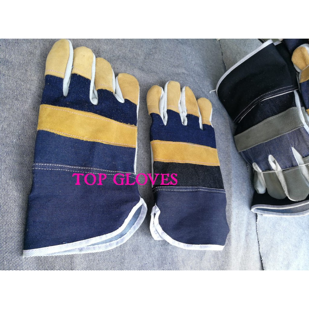 Fitter Gloves - Sarung Tangan Kulit Krasting Kombinasi Jeans - Sarung Tangan Proyek