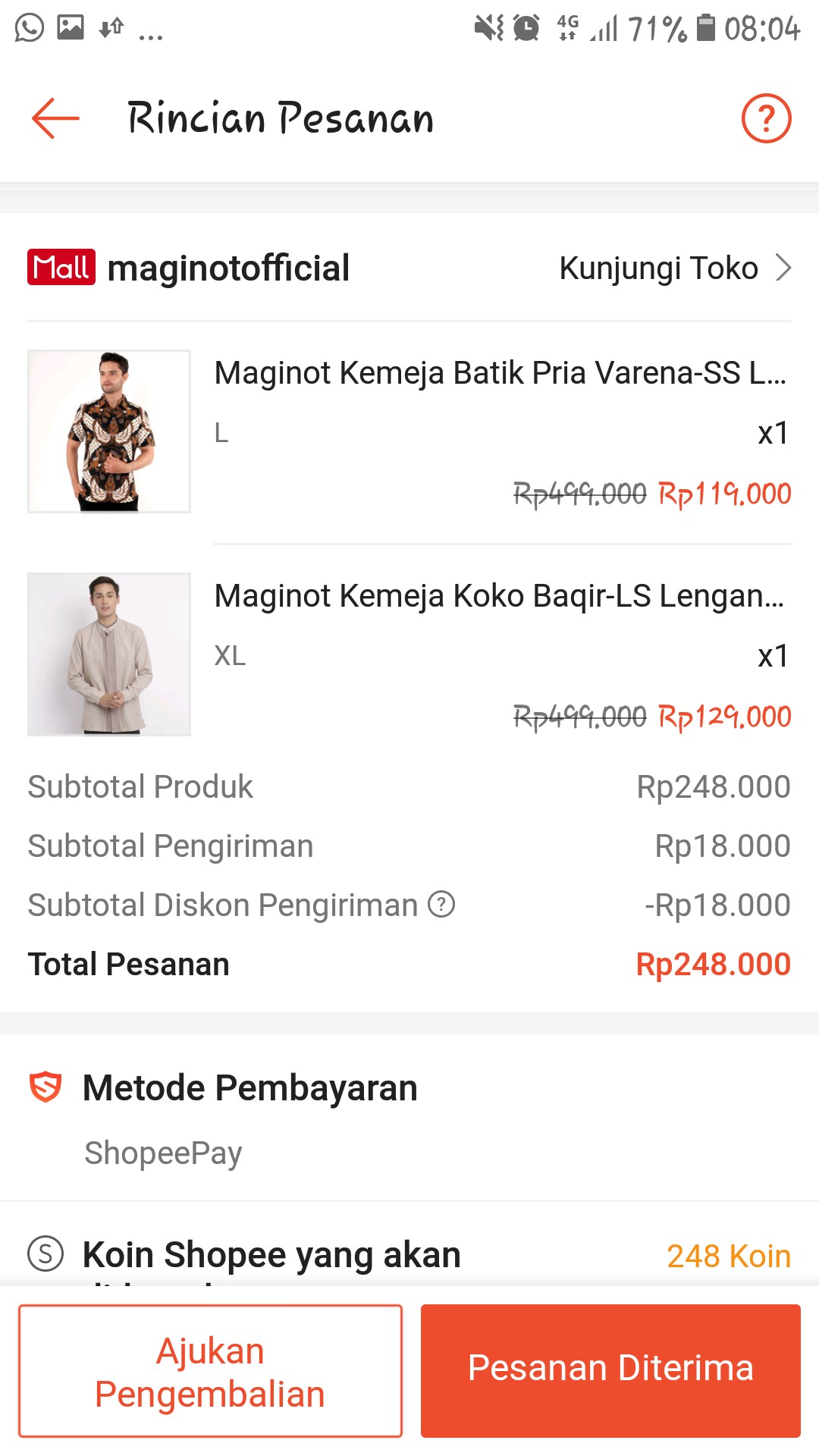 Maginot Kemeja Batik Pria Varena-ss Lengan Pendek
