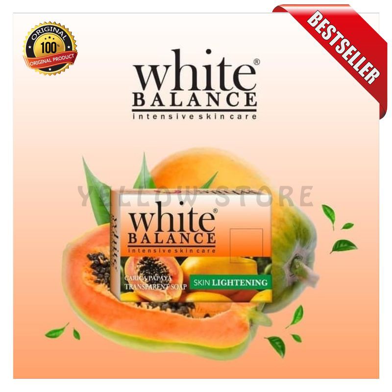 WHITE BALANCE CARICA PAPAYA TRANSPARANT SOAP - SABUN BATANG PAPAYA [YELLOW STORE]