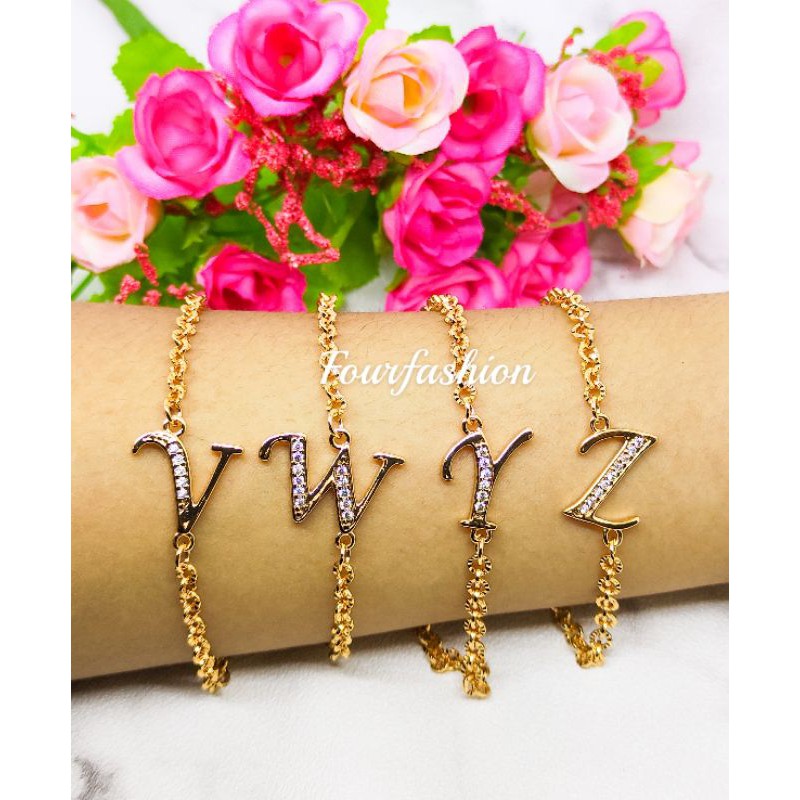 Fourfashion Gelang Tangan Sirkon Huruf Latin Inisial Xuping Lapis Emas