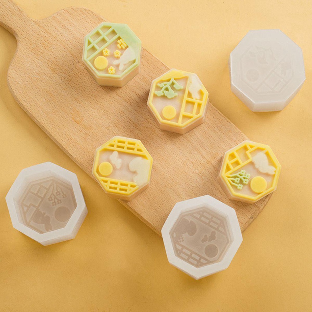 [Elegan] Ma'amoul Bentuk Mid-autumn Festival Gaya China Bunny Kelinci Dapur Silikon Manual Cookie Stamp Cutter