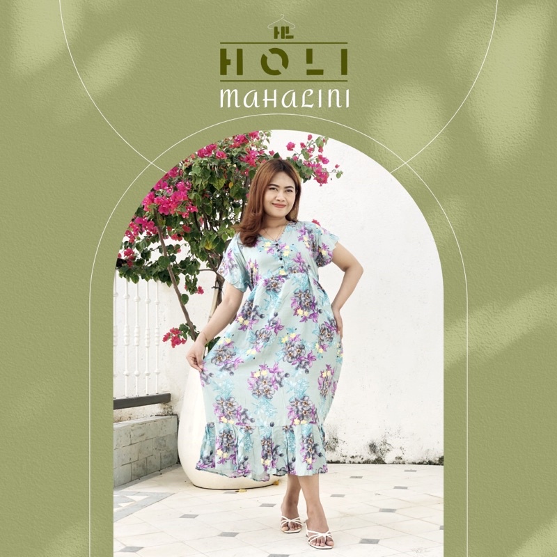 Dress|Daster|Seksi|Sexy|Cantik|Anggun|Bali|Mahalini Long Panjang Motif Bunga Pattern|Premium Quality