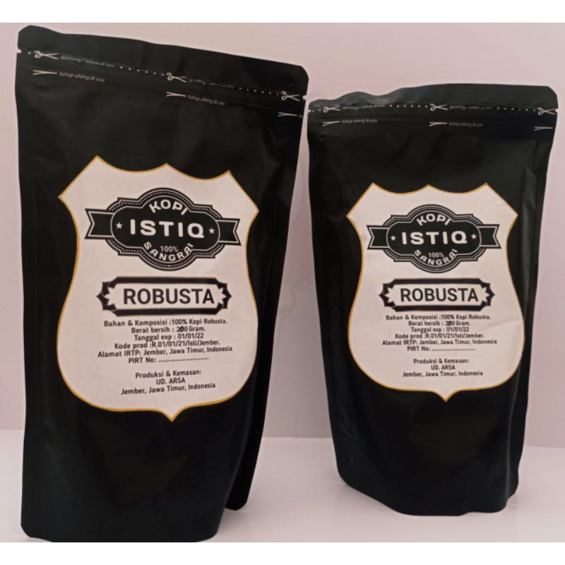 

Kopi Istiq 100% sangrai Robusta Asli kemasan 200 gram