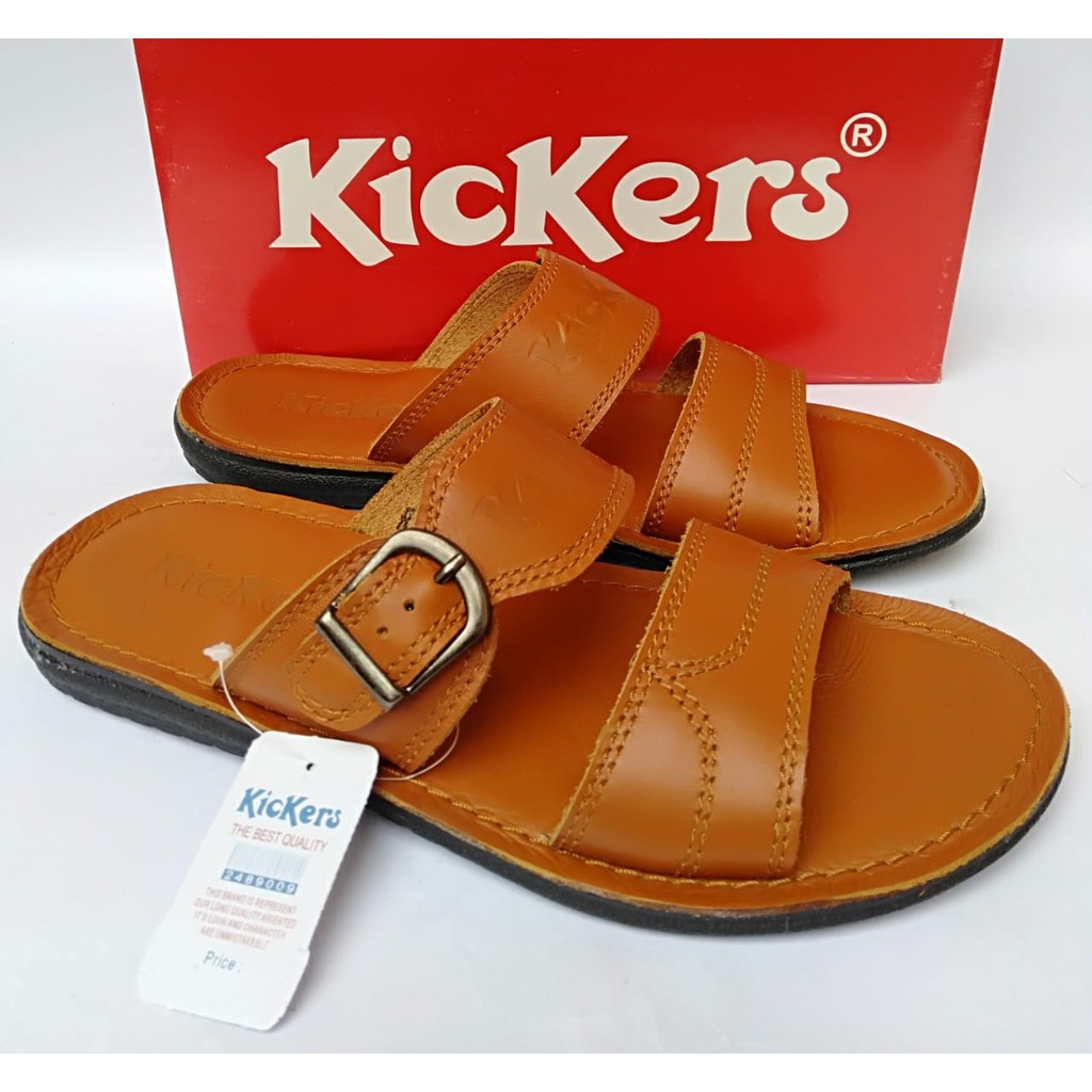 sandal pria kickers kulit original selop casual slide murah terbaru terlaris dewasa kekinian B009