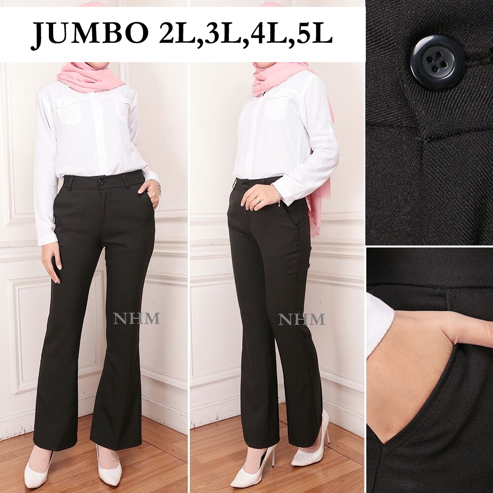 Celana Kerja Wanita cutbray Celana Bahan Panjang Celana Kantor Formal, Celana Kantor Formal Basic Jumbo Big Size