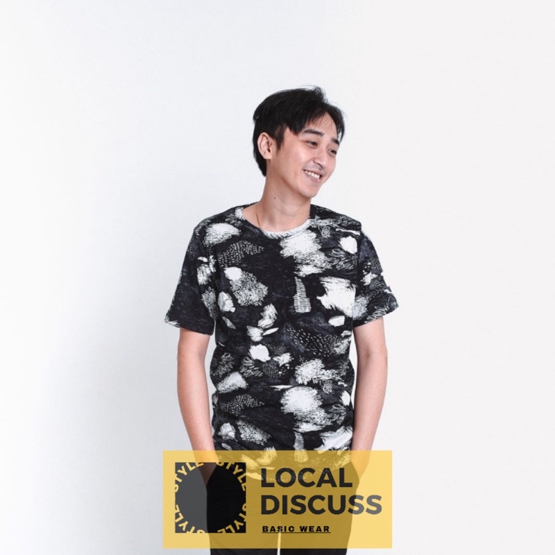 HARGA PROMO ! KAOS PRINTING ABSTRAK HITAM PRIA / WANITA