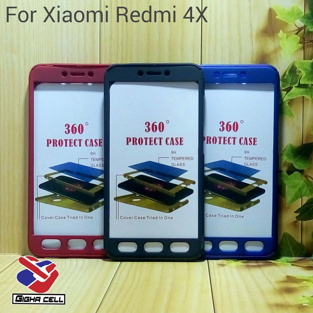CASE 360 for XIAOMI REDMI 4X PROTECT FULL BODY FREE TEMPERED GLASS