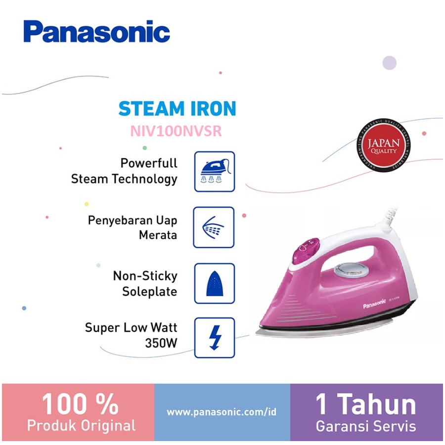 PANASONIC NIV 100 NV SRV / VIOLET STEAM IRON SETRIKA UAP GOSOKAN / NIV100NVSRV