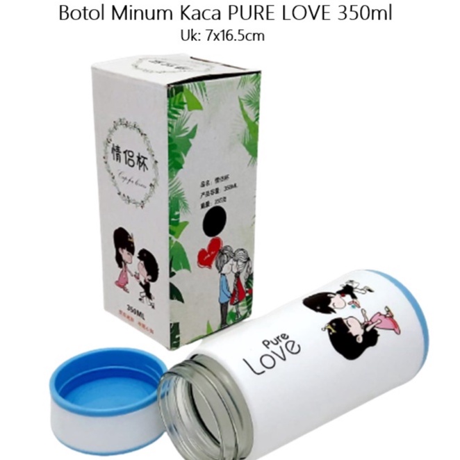 Botol Minum Kaca PURE LOVE 350ml