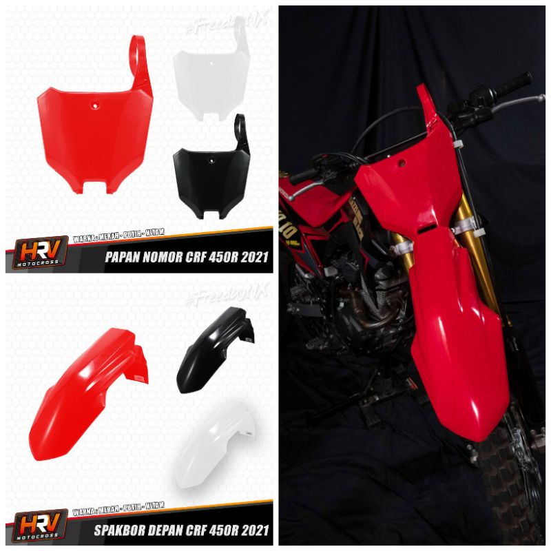 spakbor depan dan papan nomer crf 450 original hrv