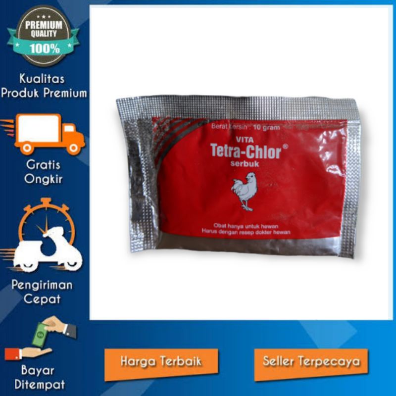 SERBUK TETRA-CHLOR 10gr SERBUK TETA CHLOR OBAT AYAM ORIGINAL