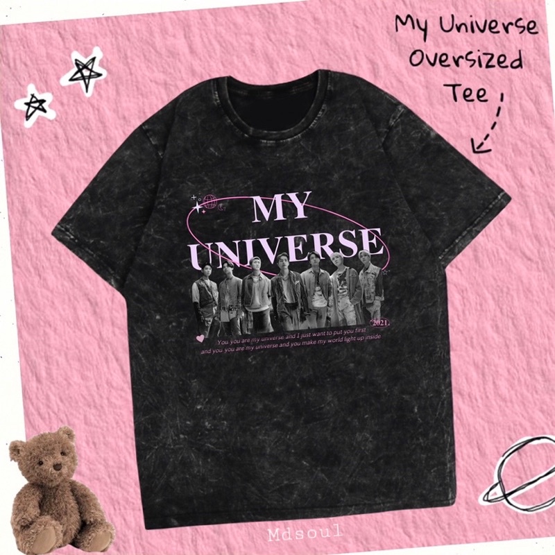 BTS My Universe Oversized tshirt BTS Tshirt washed tshirt Oversized bangtan tee baju bangtan mpc lys