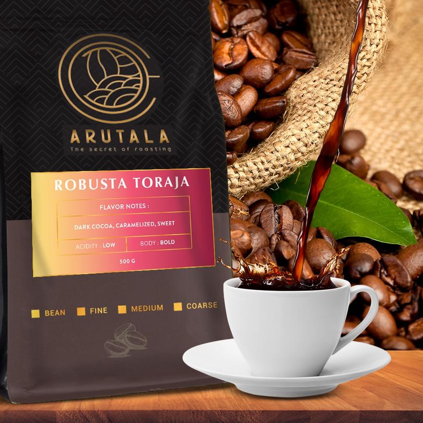 

Flash Sale!! KODE-713 ARUTALA Kopi Toraja Rantebua Robusta Coffee 500 Gram