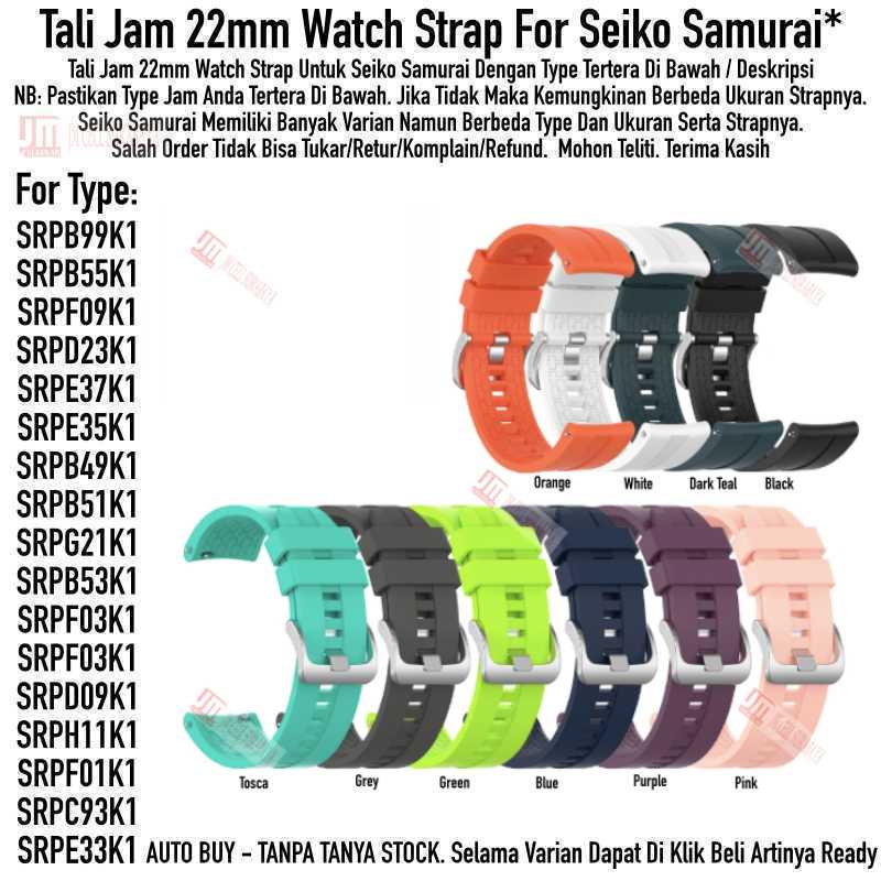 XLF Tali Jam 22mm Watch Strap Seiko Samurai - Rubber Silikon Metal Buckle