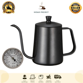 Jual Teko Kopi Leher Angsa V60 350 Ml 600 Ml Thermometer Black Teflon Pour Over Coffee Kettle