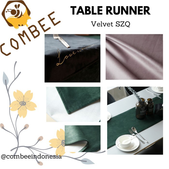 Table Runner / Hiasan Meja / Penghias / Aksesoris / Velvet / Bludru / Mewah /  - SZQ