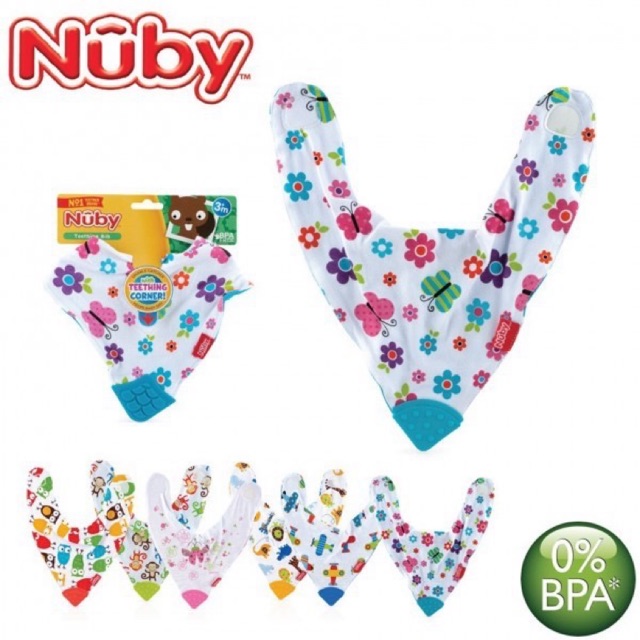 NUBY BANDANA BIB WITH TEETHER 1PK - CELEMEK BAYI | SLABBER BAYI