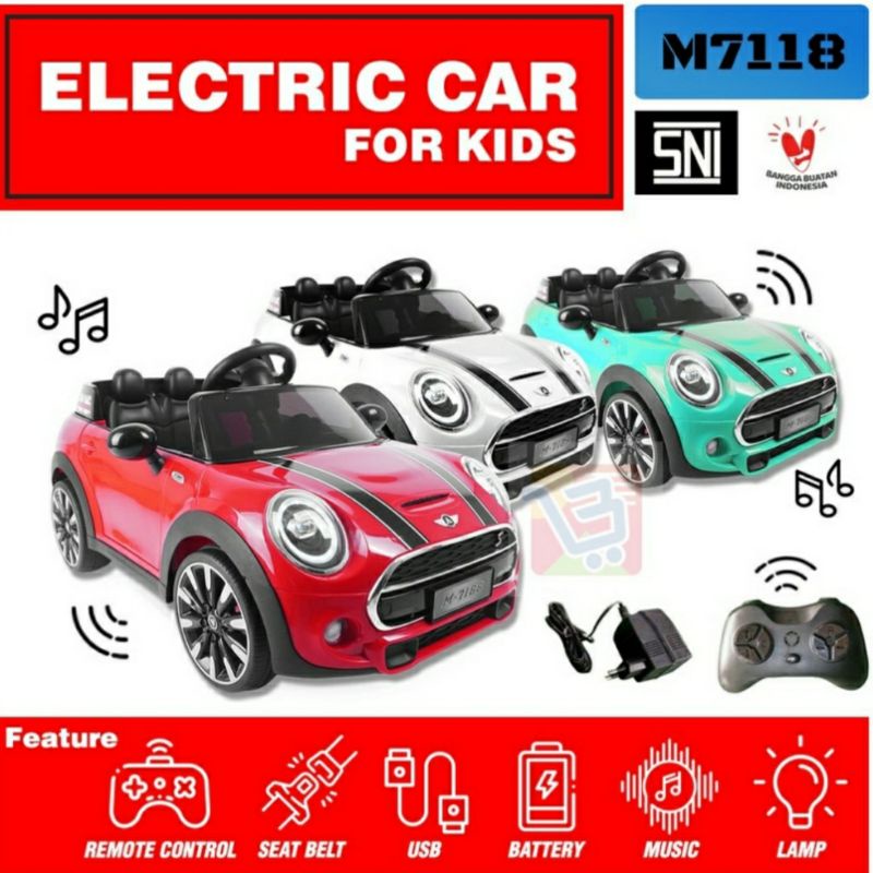 Mobil aki listrik remote control | mini cooper M7188