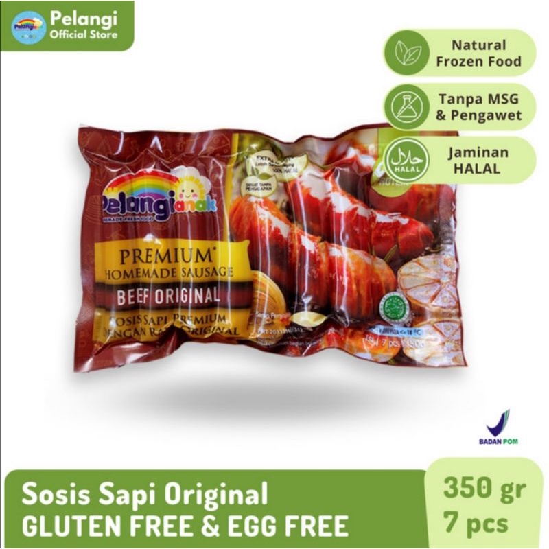 

Sosis Sapi Original Non MSG & Pengawet Gluten Free/Pelangi Anak Frozen Food bogor lauk sehat instan