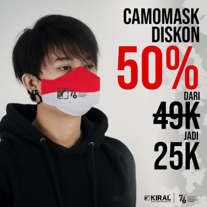 Masker Motor Kain Premium Non Medis Keren Modis Kekinian Motif Loreng Pria Wanita Camomask Original